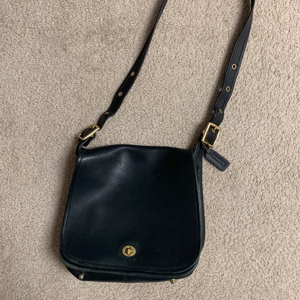 Vintage Coach Black Stewardess Shoulder Bag
